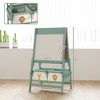 Art Easel for Kids, Double-Sided Whiteboard & Chalkboard with Paper Roll and Storage Baskets, Green - 3 of 4