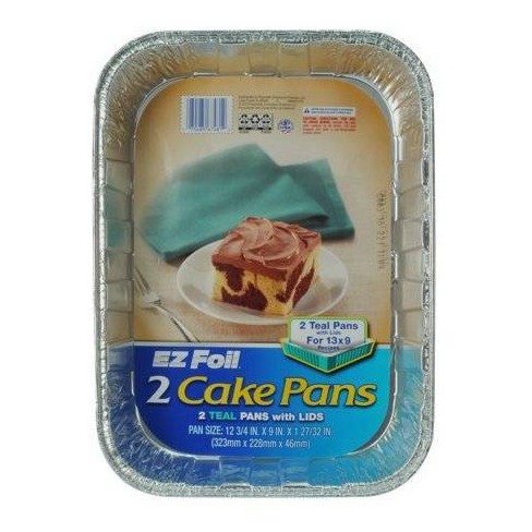 Lot of 9 - 2x EZ Foil 13X9 Holiday Cake Pan with Green Lids (Total