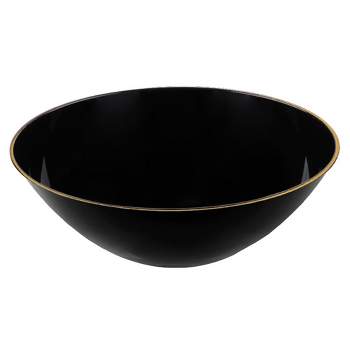 Smarty Had A Party 16 oz. Black with Gold Rim Organic Round Disposable Plastic Soup Bowls (120 Bowls)