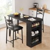 Dining Table Set for 2, Kitchen Bar Table and Chairs for 2, 3-Piece Kitchen Table Set with 2 Upholstered Chairs, Black - 3 of 4