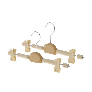 Unique Bargains Wooden Circle Hook Pants Hanger with Clips 2 Pcs - 1 of 4