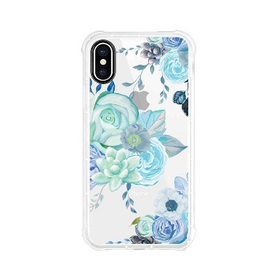 OTM Essentials Apple iPhone X/XS Tough Edge Florals &#38; Nature Clear Case - Flower Garden Blue