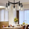5-Light Chandelier for Dining Room - Adjustable Black Industrial Pendant Light with Clear Glass Shades - 2 of 4