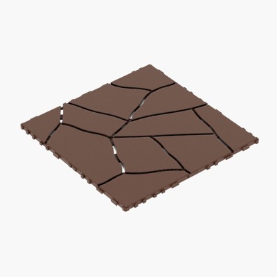 DSVIMOY 12" Patio Deck Tiles, 44pcs DIY Module Interlocking Decking Tiles, Floor Tile for Porch Poolside, Balcony, Red&Brown, 12"*12"*0.8"