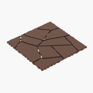DSVIMOY 12" Patio Deck Tiles, 44pcs DIY Module Interlocking Decking Tiles, Floor Tile for Porch Poolside, Balcony, Red&Brown, 12"*12"*0.8" - 1 of 4