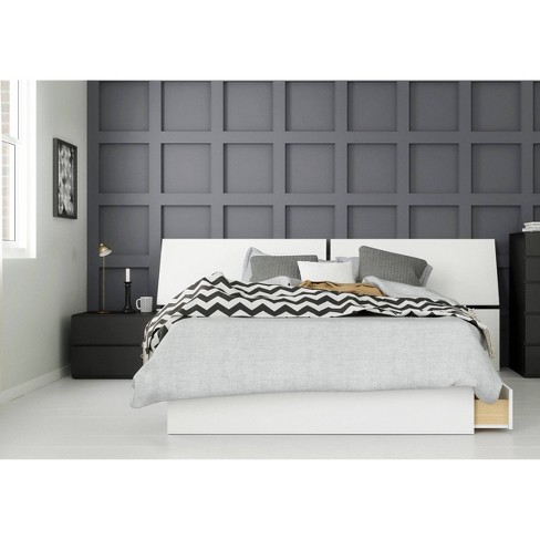 3pc Full Context Bedroom Set Black White Nexera