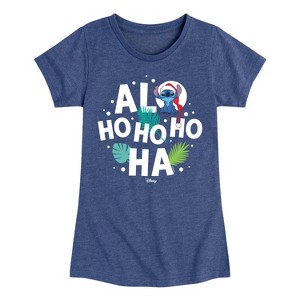 Girls' - Lilo and Stitch - Alo Ho Ho Ho Ha Fitted Short Sleeve Graphic T-Shirt - 1 of 4