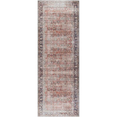 Kemer Red and Gray Washable Flat Woven Synthetic Rug