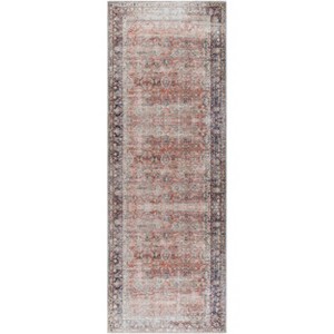Livabliss 2'7"x7'3" Kemer Traditional Machine Washable Rug Rust: Flatweave, Pet Friendly, Indoor Use - 1 of 4