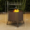 CIPACHO 2-in-1 Smokeless Fire Pit BBQ Grill Portable Camping Bonfire Stove with Poker Steel Bronze - 2 of 4
