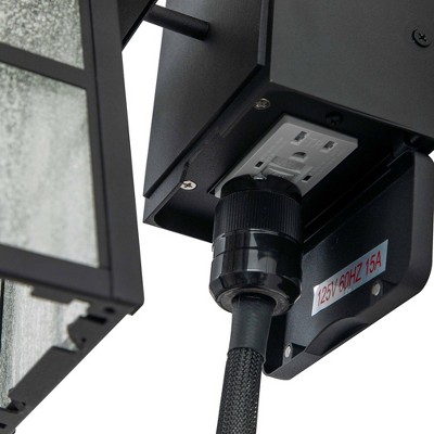 Matte Black Aluminum Outdoor Wall Sconce with Seeded Glass
