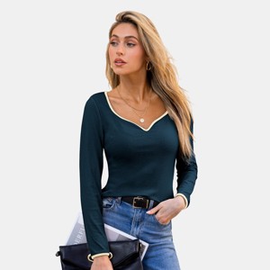 Women's Chic V-Neck Ribbed Knit Top - Cupshe - 1 of 4