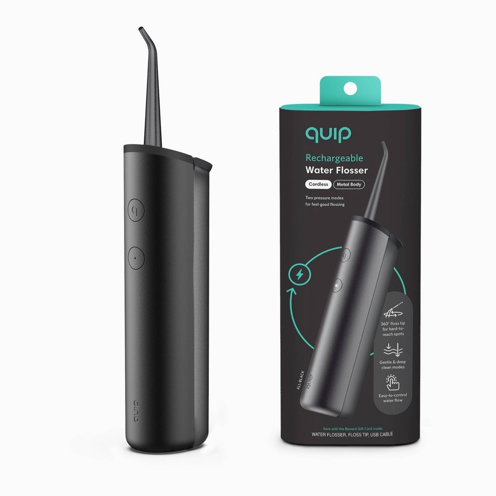 quip Rechargeable Cordless Water Flosser - Metal | 2 Modes + 360&ordm; Tip