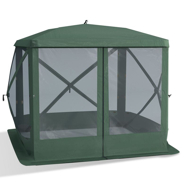 Outsunny Pop Up Camping Canopy Gazebo Screen Shelter Tent with One-Person Easy Set-Up, Ventilating Mesh, Portable Carry Bag for Outdoor Camping Party Event, 7x7FT, 1 of 9