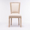 Gulches French Style Dining Chairs Set of 2 Cream Solid Wood Frame Linen Fabric Square Back Ergonomic for Dining Room Living Room Office - 3 of 4