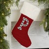 Personalization Mall Farmhouse Initial Red Christmas Stocking, Ivory Faux Fur - 2 of 2