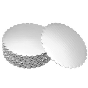Unique Bargains Disposable Greaseproof Cardboard Scalloped Cake Platters 20 Pcs - 1 of 4