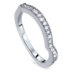 Pompeii3 1/4ct Curved Diamond Wedding Ring 14K White Gold - 1 of 2