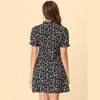 Allegra K Women's Floral Ruffle Neck Puff Short Sleeve Chiffon Mini Dress - 4 of 4