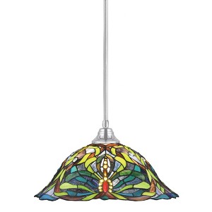 Toltec Lighting Any 1 - Light Pendant in  Chrome with 19" Kaleidoscope Art Glass Shade - 1 of 1
