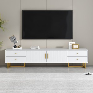 TV Stand for 65+ Inch TV, Media Console Cabinet with Storage Drawers and Metal Base, TV Stands and Consoles for Living Room-Maison Boucle - 1 of 4