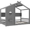 NicBex Twin/Full Kids Floor House Bed Frame with Storage Shelves & Roof Design,Modern Toddler Platform Bed,No Box Spring Needed - 4 of 4