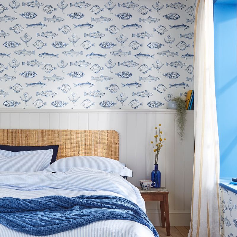 Joules Name The Plaice Coast Blue Wallpaper, 2 of 8