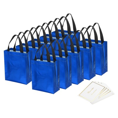 Unique Bargains Reusable Non-Woven Metallic Shiny Finish Gift Goodie Bags 12 Pcs
