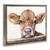 Stupell Industries Baby Cow Animal Watercolor Floating Frame Canvas Art - 2 of 4