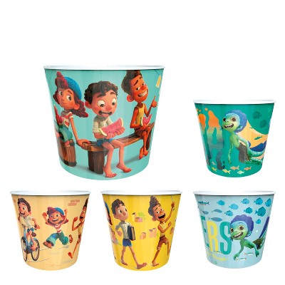 Zak Designs Disney and Pixar Plastic Popcorn Container and Bowls, 5-piece set