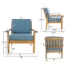Outdoor Acacia Wood Club Chair with Water-Resistant Cushions, Deep Seating, and Sturdy Teak Finish for Patio or Backyard-Coolbibila - 4 of 4
