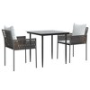 vidaXL Patio Dining Set with Cushions Outdoor Furniture Poly Rattan and Steel - Brown 31.5" Table Length 2 Items - 3 of 4
