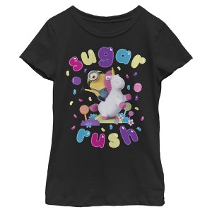 Girl's Despicable Me Minion Riding Unicorn Sugar Rush T-Shirt - 1 of 4