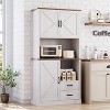Stylish Kitchen Pantry Cabinet with Microwave Stand, Tall Hutch with Drawers & Shelves, Perfect Storage Solution for Dining and Living Rooms - 3 of 4