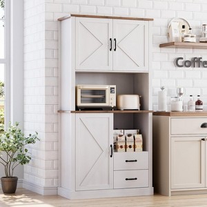 Jojoka Kitchen Pantry Cabinet with Microwave Stand,Bar Cabinet with 2 Drawers and 3 Door Cabinets for Dining Room - 1 of 4
