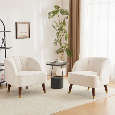 Christopher Knight Home Connor Contemporary Barrel Club Chair with Wooden Legs, 28" x 28"（Set of 2)