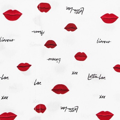 Queen Black and Red Love Lips Microfiber Sheet Set