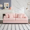 Modern 88.6" Corduroy Deep Seat Sofa Bed with 4 Throw Pillows, Comfy 3-Seater Reclining Couch for Living Room or Small Spaces-The Pop Home - 2 of 4