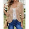 Coolmee Women's 3/4 Sleeve Shrugs Lightweight Open Front Cropped Cardigan - 2 of 4