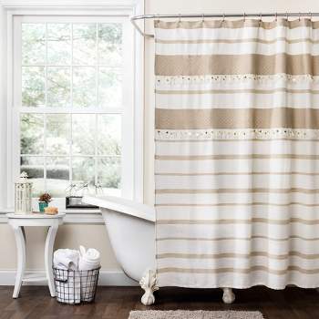 Malaika Stripe Shower Curtain Tan Single 54x78