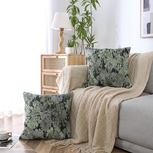 Kate Aurora 1 Piece Jacobean Floral Chenille Ultra Plush & Fluffy 18"x 18" Filled Accent Throw Pillow With Removable Shell/Cover - 1 of 4