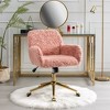 35.4"Furniture Office Chair,Artificial rabbit hair Home Office Chair with Golden Metal Base,Pink - 3 of 4