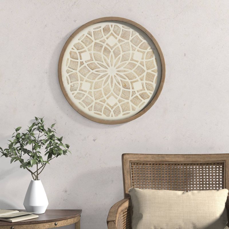 Leah Round Two-Tone Medallion Wall Decor Natural/White - Madison Park, 1 of 10