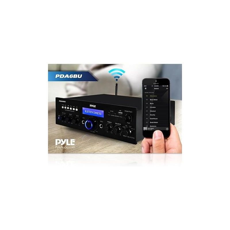 Pyle PDA6BU.5 Compact Bluetooth Stereo Amplifier - Desktop Audio Power Amp Receiver, 5 of 6