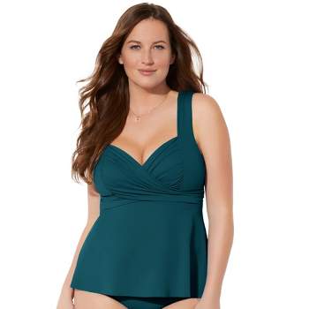 Plus Size Women's Bra Sized Crochet Underwire Tankini Top by Swimsuits For  All in Green Palm (Size 46 C) - Yahoo Shopping