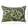 Storied Home Cotton Embroidered Lumbar Pillow with Botanical Prints, Green and Natural - 2 of 3