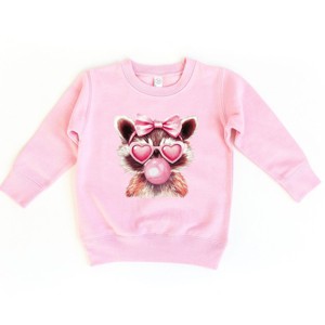 Valentine Raccoon With Bubblegum - Toddler Graphic Sweatshirt - 1 of 4