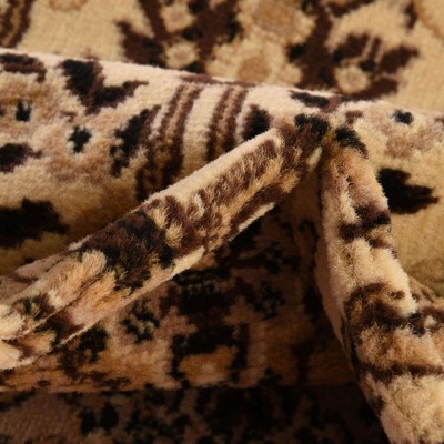 Ivory and Tan Rectangular Stain-Resistant Synthetic Rug