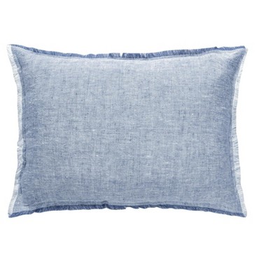 Chambray Blue Fringe Blue Linen Pillows