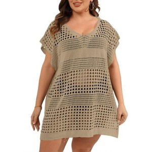 knee length dresses for ladies Plus Size Long Mesh Cover-Up Dress with Side Slit for Women – Penningtons main image 0